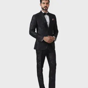 Sartorial Splendour: The Bespoke Wine Multicoloured Tuxedo Jacket - Luxurious Style in Sizes S to XL | Jaipurio